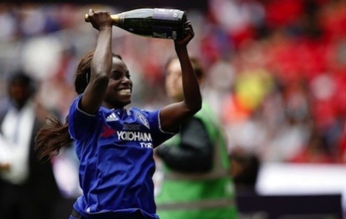 Eniola Aluko celebrates after Chelsea's the FA Cup win at Wembley Photo: Reuters