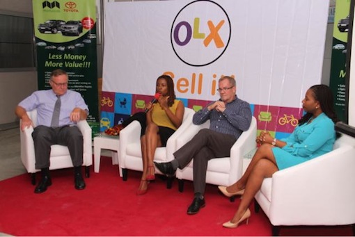 Caption: L-R David Edwards; Managing Director Mandilas; Lola Masha; Country Manager, OLX; Stephen Gladwin; GM Mandilas