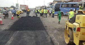 Road being repaired in Lagos