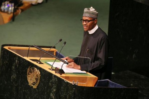 President Muhammadu Buhari addressing the United Nations General Assembly