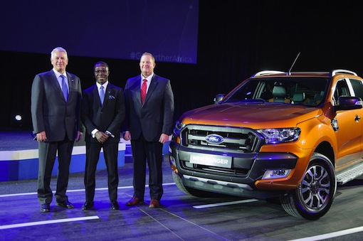 (L-R): CEO of Ford Motor Company of Southern Africa (FMCSA), Jeffery Nemeth; President of the Coscharis Group, Dr. Cosmas Maduka and Regional Manager, Sub-Saharan Africa Ford Marketing, Sales and Service,Rob Johnston