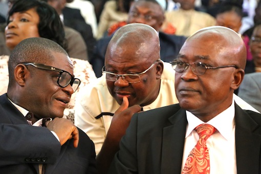 L-R: Raheem Adedoyin, Shola Oshunkeye and Tunde Awobiyi Photo: Idowu Ogunleye/PM News