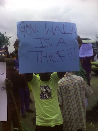 Protest against Governor Wada by protesters