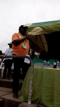 Lagos NUJ chairman, Deji Elumoye welcoming journalists   during the opening ceremony of this year’s NUJ Games at the National   Stadium, Surulere, Lagos