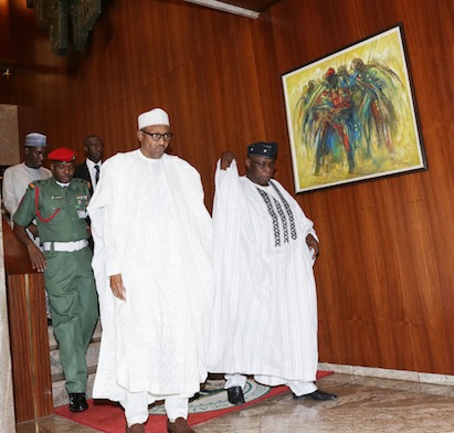 President Muhammadu Buhari and Chief Olusegun Obasanjo in Aso Villa