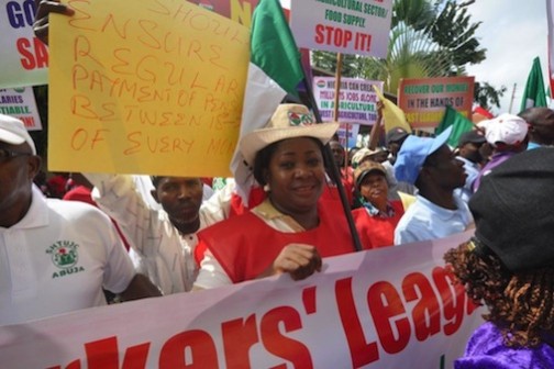 Nigerian Labour movement during an anti-corruption rally in Abuja