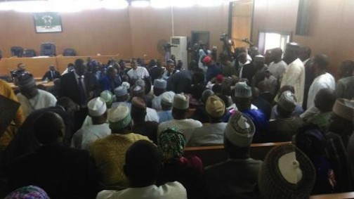 FILE: Inside the Code of Conduct Tribunal is jam-packed with senators supporting Saraki