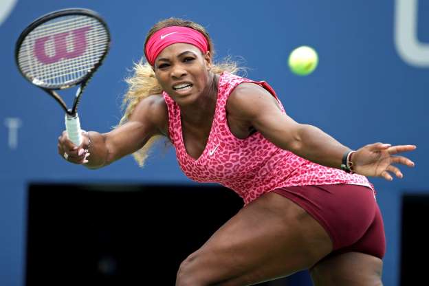 Caption: Serena Williams, of the United States, returns a shot against Varvara Lepchenko, of the United States, during the third round of the 2014 U.S. Open tennis tournament, Saturday, Aug. 30, 2014, in New York. Photo credit: Darron Cummings/AP