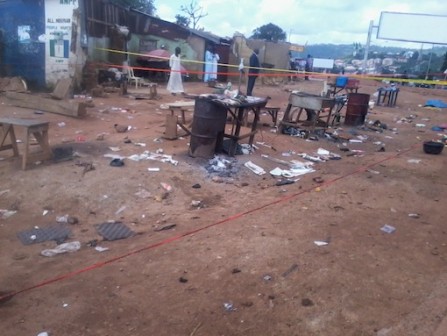 Scene of the bomb blast in Nyanya, Abuja