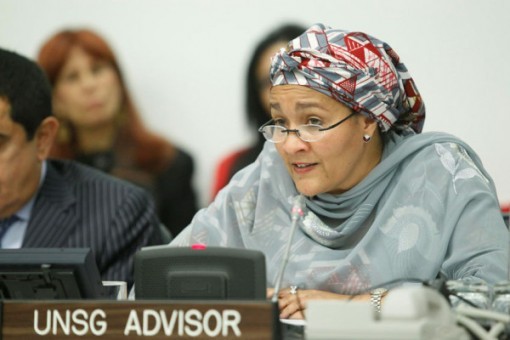Amina J. Mohammed, United Nations Secretary-General’s Special Adviser on Post-2015 Development Planning, addresses participants at an Open Meeting of the Group of Friends of the Alliance of Civilizations on the topic of "Peaceful Co-existence as Path to Sustainable Development: Post-2015 Agenda".