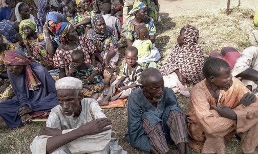  A Nigerian army photograph supplied this week of some of the 338 people rescued after being held by Boko Haram. Photograph: AFP/Getty Images
