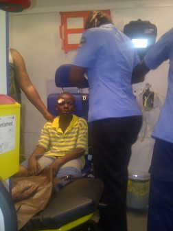 One of the fire victims being treated in the hospital