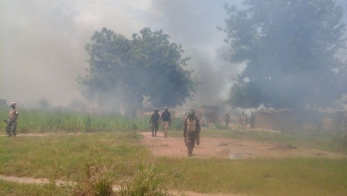 FILE PHOTO: Nigerian troops photographed after sacking Boko Haram from their camp