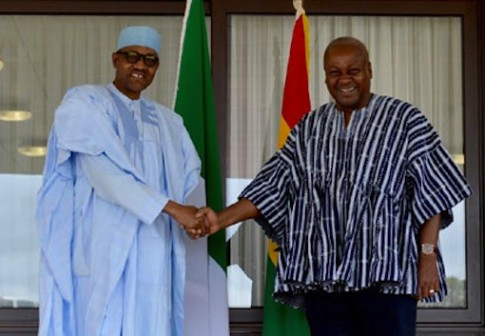 President Muhammadu Buhari of Nigeria and his Ghanian counterpart, John Mahama