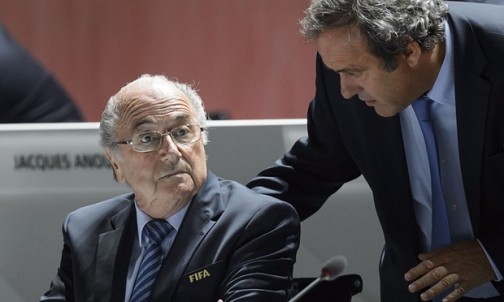 Sepp Blatter and Michel Platini have both been provisionally suspended from football. Photograph: Fabrice Coffrini/AFP/Getty Images