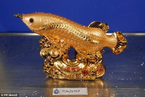 The gold fish statue where the drug was kept