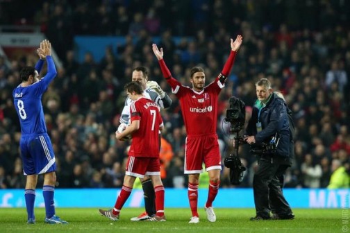 That's it people: Beckham acknowledges the cheers from the fans