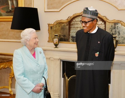 L-R: Her Majesty, Queen Elizabeth II  and President Muhammadu Buhari