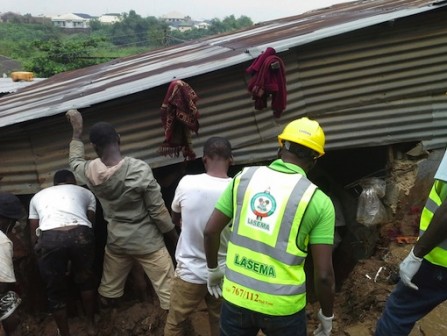 The collapsed building in Magodo, Lagos State