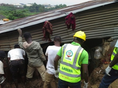 FILE PHOTO: A collapsed building in Magodo, Lagos State