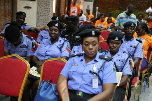 Cross section of police women at the documentary premiere Photo: Idowu Ogunleye