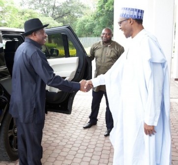 President Muhammadu Buhari is all smiles as he received Goodluck Jonathan 