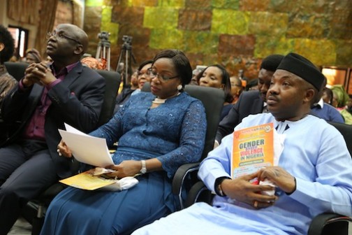 L-R: Pastor Tunde Bakare, his wife, Olayide and Yinka Odumakin Photo: Idowu Ogunleye