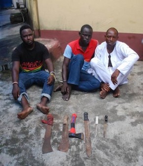 The three suspected thieves arrested by the RRS
