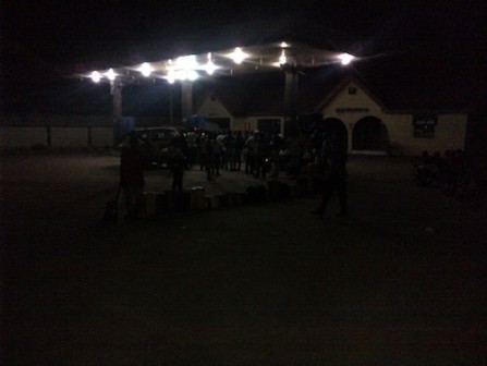 Nigerians queue for fuel at night Photo: Seun Bisuga/PM News