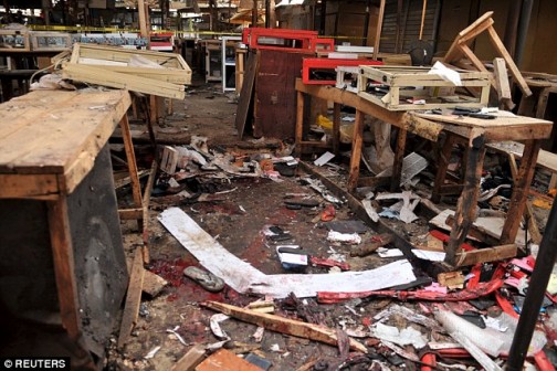 Scene of a twin blast in Kano phone market on November 18, 2015