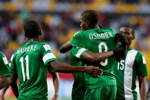 Victor Osimhen celebrates scoring his 10th goal of the tournament and sets a new goal scoring record Photo: GettyImages