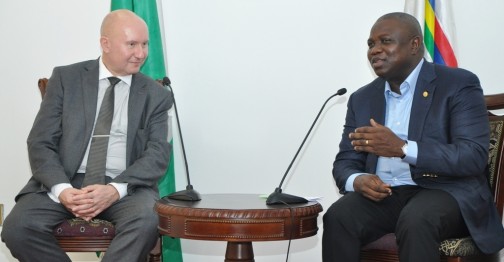 Lagos State Governor, Mr. Akinwunmi Ambode (right) with Political Director, Polish Ministry of Foreign Affairs, Dr. Jaroslaw Bratkiewicz, during a courtesy visit to the Governor by Delegates from Poland, at the Lagos House, Ikeja, on Friday, November 06, 2015.