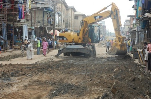 Construction work ongoing at Brown Street in Oshodi