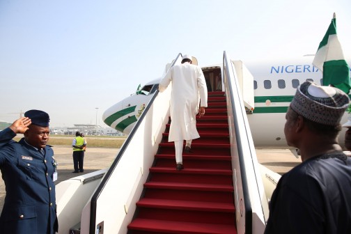 PRESIDENT BUHARI DEPARTS FOR IRAN 1A&B&2. President Muhammadu Buhari departs Abuja for the 3RD Gas Exporting Countries' Forum (GECF) taking place in Tehran, Iran from Presidential Wings of the Nnamdi Azikwe International Airport, Abuja. PHOTO; SUNDAY AGHAEZE. NOV 22 2015.