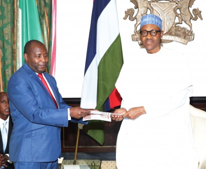 President Muhammadu Buhari received a letter from the Burundian envoy and Chief of Staff office to the President, General Major Ndayishimiye Evariste at the State House in Abuja
