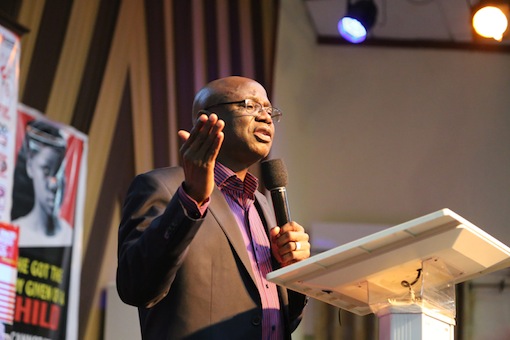 Pastor Tunde Bakare reading his welcome address