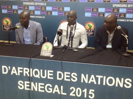 Siasia (middle) at the post match press conference