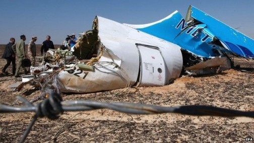 Scene of the Russian plane crash in Sinai, Egypt