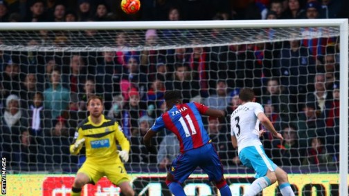 Wilfried Zaha volleys home Crystal Palace's third