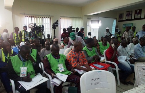 Agents of political parties and cross section of observers at the INEC head office in Kogi