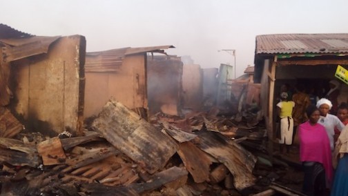 Shops gutted by fire at Kuto Market, Abeokuta, Ogun State Photo: Abiodun Onafuye/Abeokuta