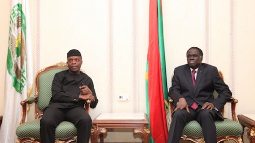 Vice President of Nigeria, Prof Yemi Osinbajo in audience with interim of Burkina Faso, President Michel Kafando