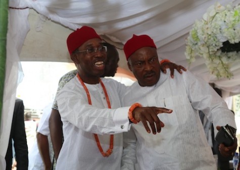 Delta State Governor, Senator Ifeanyi Okowa (Left) and the State PDP Chairman, Chief Edwin Uzor
