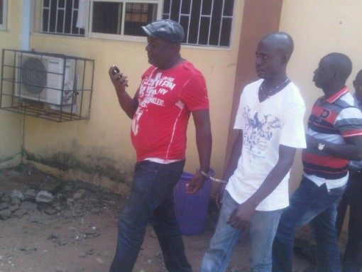 Paul Okoye (left) and Okeke Nnanwanya in handcuffs at Isolo court