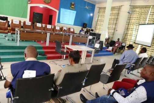 People waiting at the collation center at Yenagoa, Bayelsa. Photo: Idowu Ogunleye