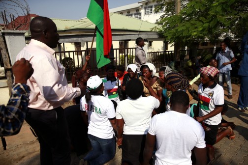 Pro Biafra protesters in Abuja on Tuesday 