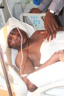 Pastor Beinmo  Jonah,injured brother of the the Deputy Governor of Bayelsa State at the Bayelsa Government House Clinic