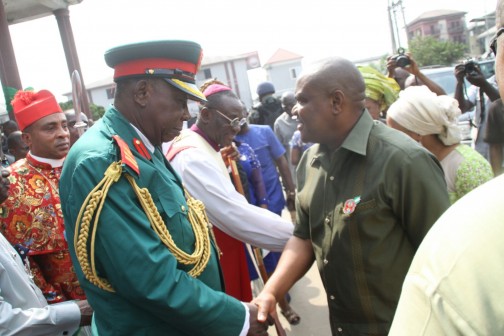 Rivers State Governor, Nyesom Wike and chairman, Nigeria Legion, Rivers State, Col. Wilberforce Josiah (CNC) at the Inter-denominational Service to mark the 2016 Armed Forces Remembrance Day on Sunday
