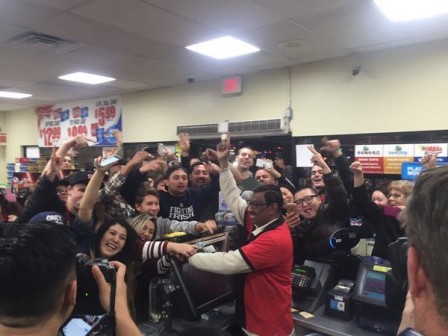 File photo: Crowds gather at the 7 Eleven store in Chino Hills where a winning Powerball ticket was sold  back in January 