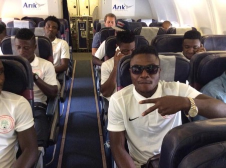 Members of Nigerian CHAN Eagles on their way to Pretoria, South Africa on Saturday, 2 Jan. 2016
